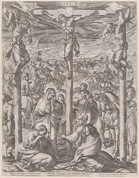 File:Christ crucified between the two thieves, the three maries at the foot of the cross MET DP863717.jpg