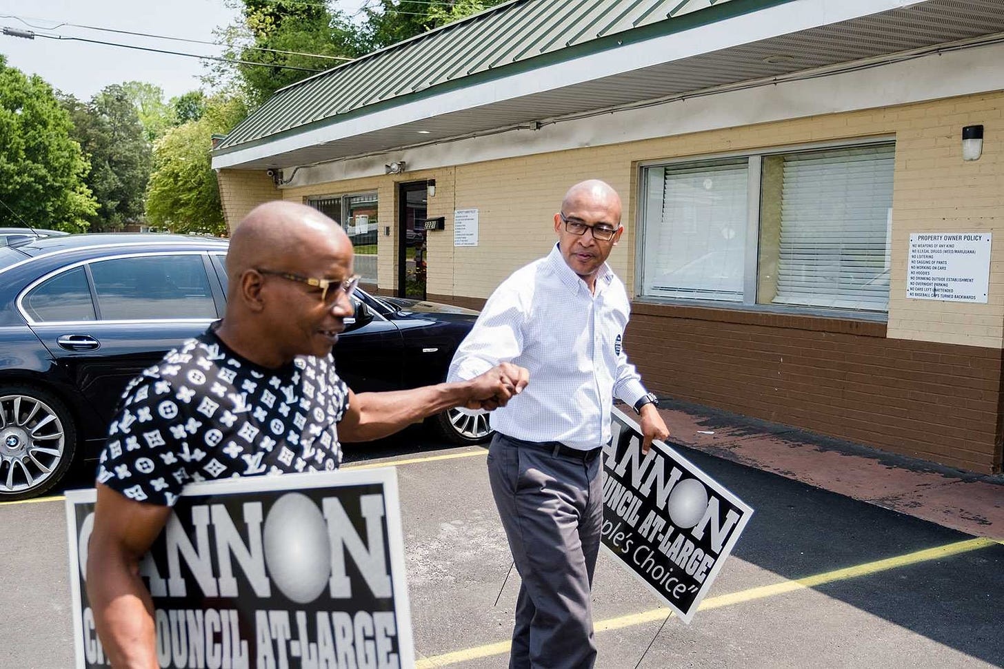 Patrick Cannon campaigns near an early voting location in Charlotte, North Carolina. (Photo by Cornell Watson for The Assembly)