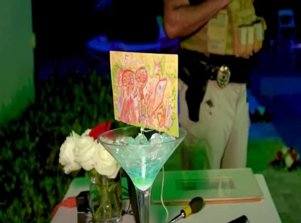 <p>The martini glass with Kahlo’s drawing in it. The drawing was then set on fire.  </p>