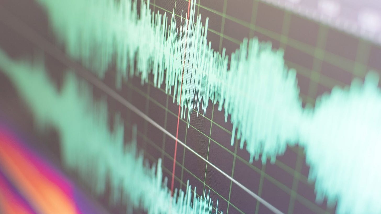 An audio sound wave studio editing computer program