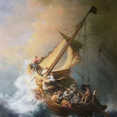 The Storm on the Sea of Galilee is a famous painting by Rembrandt. This painting, has been recreated detail by detail, color by color to near perfection. Why settle for a print when you can add sophistication to your rooms with a beautiful fine gallery reproduction oil painting? Rembrandt Harmenszoon van Rijn (1606. - 1669.) was a Dutch painter and etcher. He is generally considered one of the greatest painters and printmakers in European art and the most important in Dutch history. His contribu