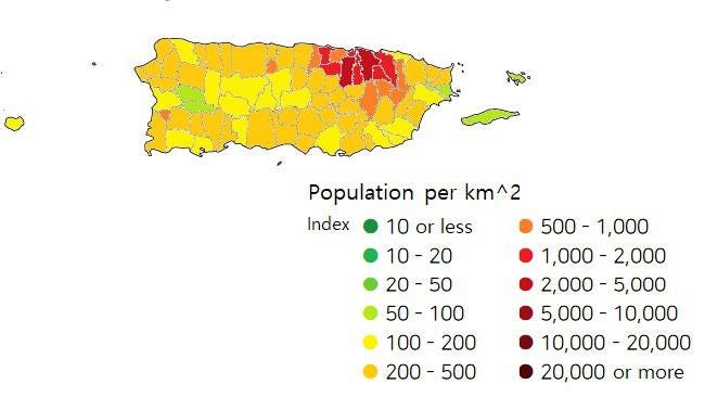 Population Density map of Puerto Rico: MapPorn