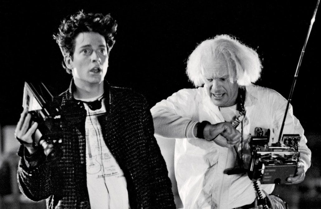 Eric Stoltz & Christopher Lloyd in a still from the original Back to the Future footage