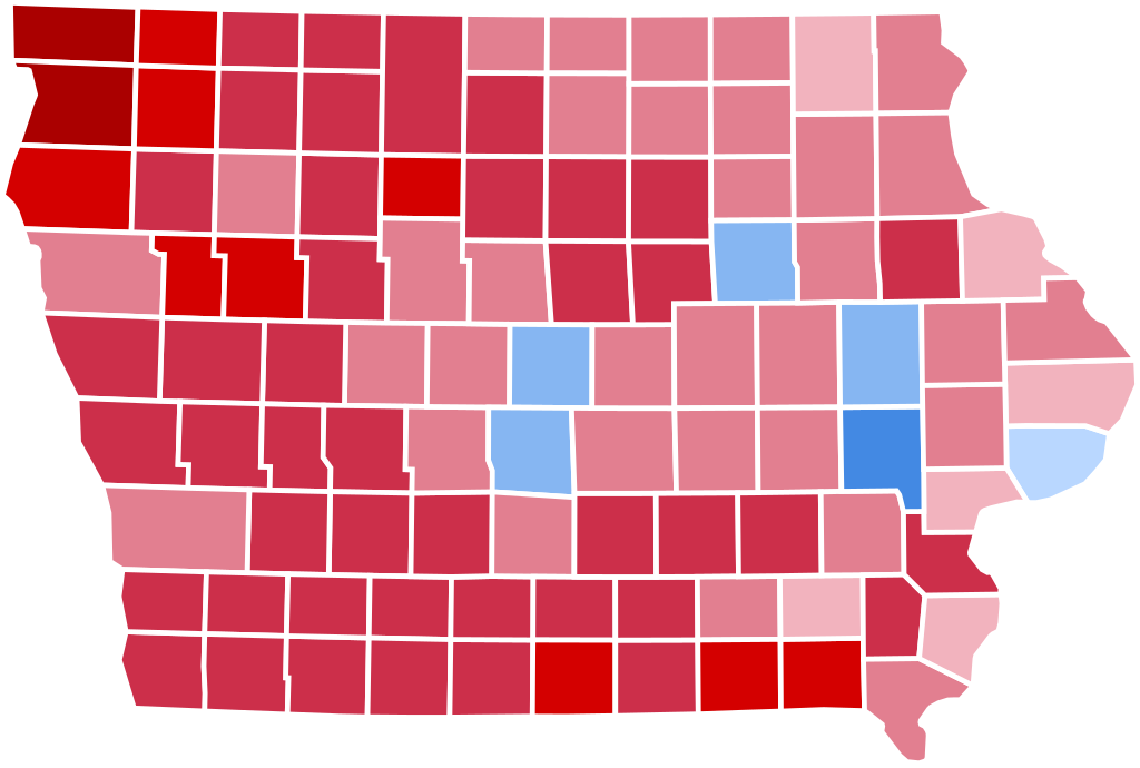 Iowa Presidential Election Results 2016.svg