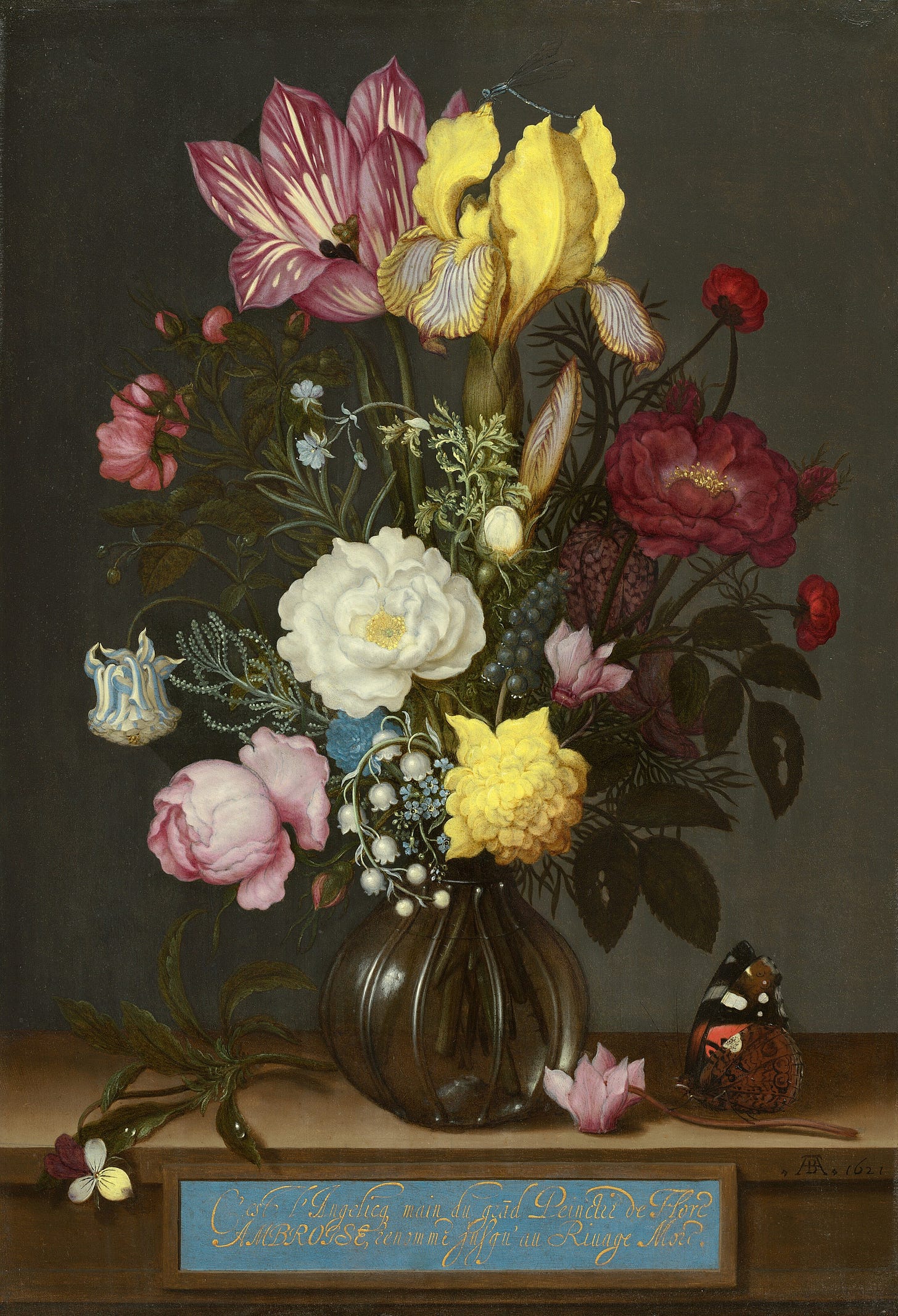 Bouquet of Flowers in a Glass Vase, 1621 by Ambrosius Bosschaert