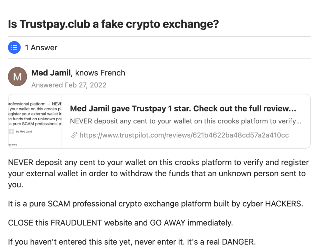 TrustPay.Club is a fake #CryptoExchange, stay away!