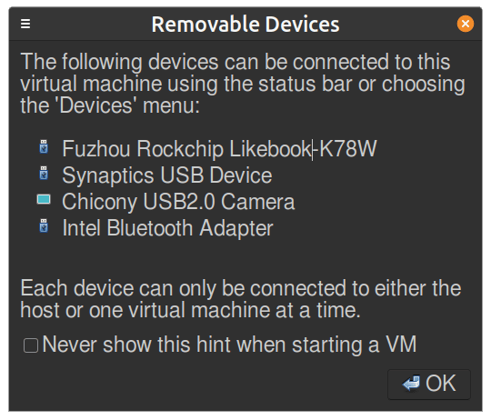 removable Devices settings screen.
