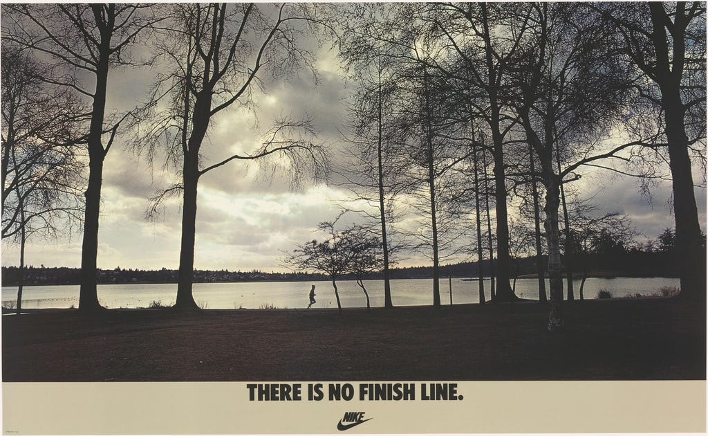 Poster, There Is No Finish Line, 1977 | Objects | Collection of Cooper  Hewitt, Smithsonian Design Museum