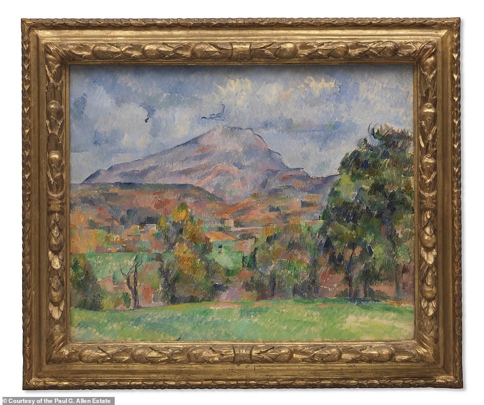 Paul Cezanne's La Montagne Sainte-Victoire vue de Bellevue, a part of the French impressionist Paul Cezane's early 20th century oil painting series will go for over $100 million
