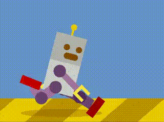 Animated robot walking