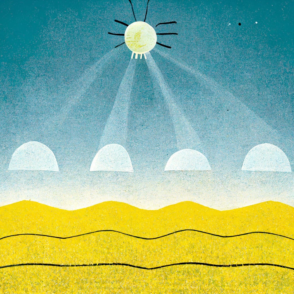 Solar energy plants poster cartoon