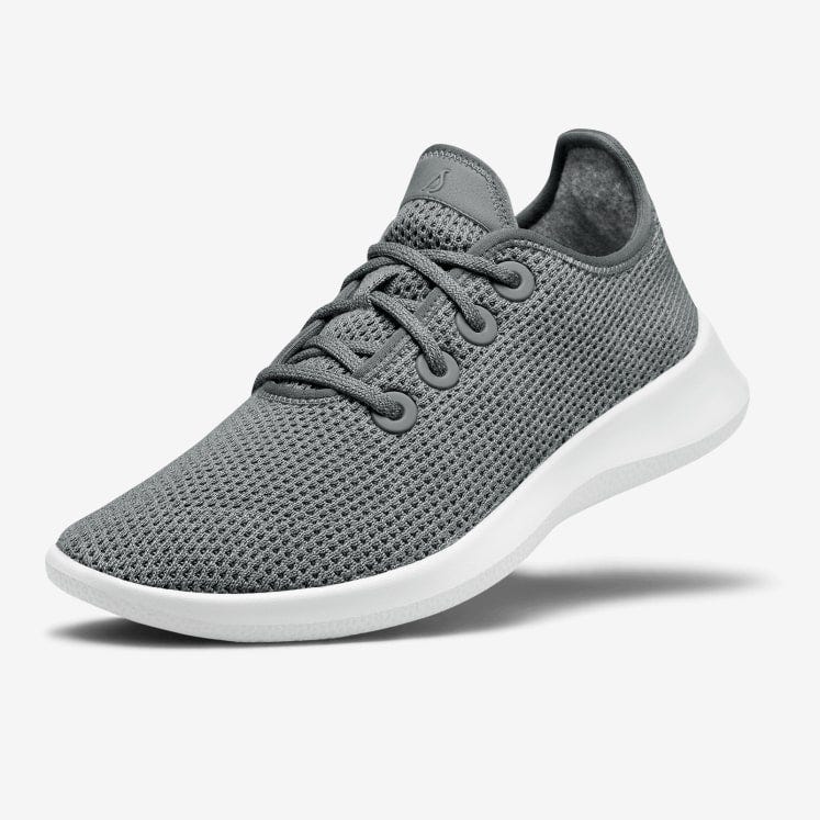 Grey Allbirds sneaker with grey knit upper and white midsole