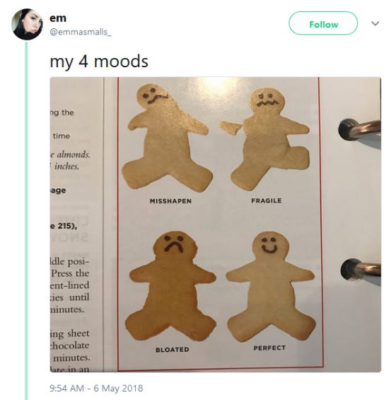 Screenshot of a funny tweet about gingerbread men