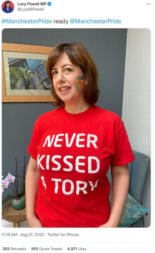 Lucy Powell causes a debate over her choice of t-shirt at Pride... while  Bury MP is forced to deny wearing it - Manchester Evening News
