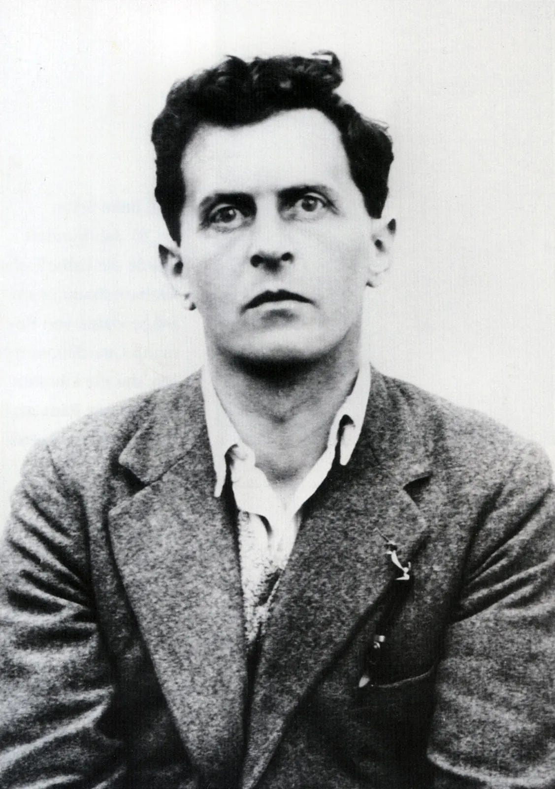 A black and white photo of Wittgenstein.