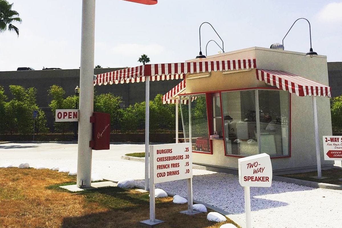 The replica of the original 1948, In-N-Out Burger in Baldwin Park, California.