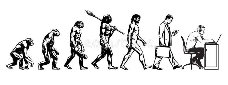 Theory of evolution of man stock vector. Illustration of mankind - 118185128