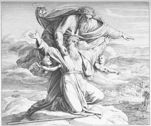 The Pisgah Sight] God shows Moses the Promised Land” by Julius Schnorr von  Carolsfeld (1794–1872).