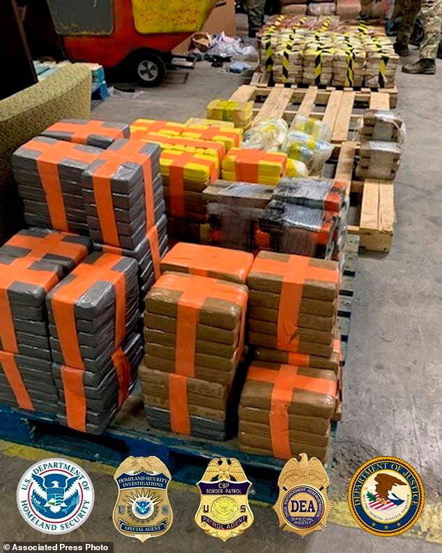 This March 2020 photo provided by the U.S. Border Patrol shows drugs seized from a tunnel under the Otay Mesa area of San Diego, Calif. Federal authorities seized a panoply of narcotics inside the newly discovered underground passage connecting a warehouse in Tijuana with south San Diego. The bust of $30 million worth of street drugs was also notable for its low amount of fentanyl - about 2 pounds
