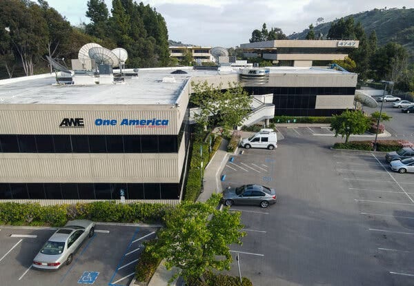 One America News’s headquarters in San Diego. The cable network will soon have lost its presence in some 20 million homes. 