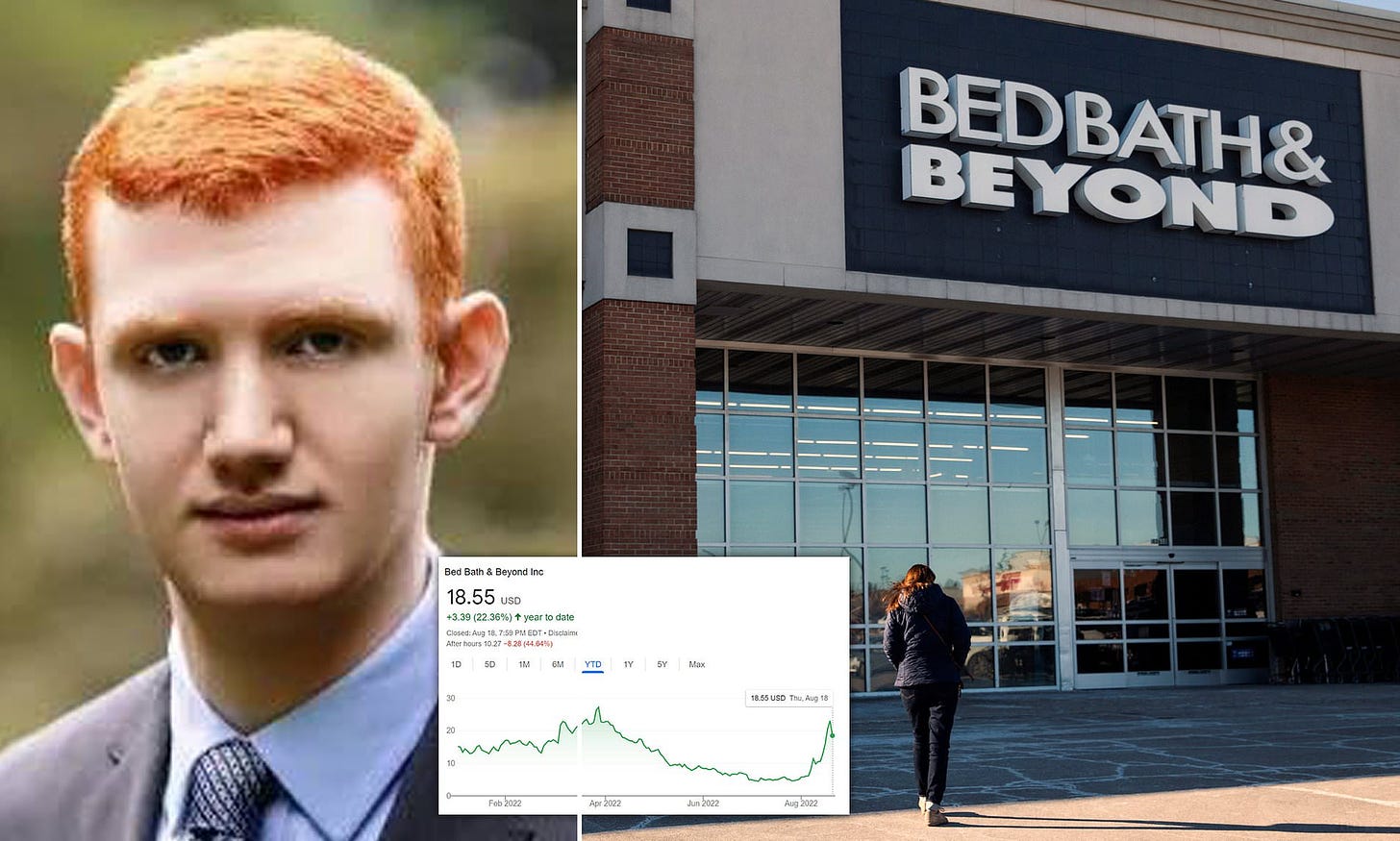 USC math student, 20, makes $110million selling Bed Bath & Beyond's  meme-stock | Daily Mail Online
