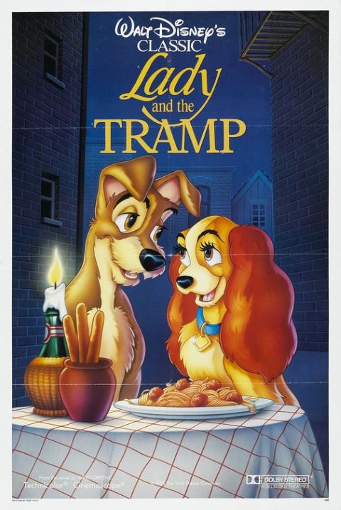 Theatrical re-release poster for Lady And The Tramp