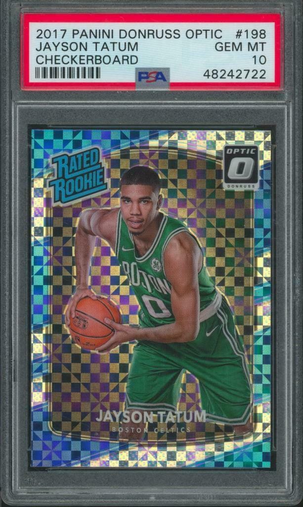 Image 1 - 2017 Panini Donruss Optic Checkerboard #198 Jayson Tatum RC Gem Mint PSA 10