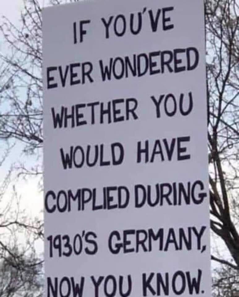 May be an image of text that says 'IF YOU'VE EVER WONDERED WHETHER YOU WOULD HAVE COMPLIED DURING 1930'S GERMANY, NOW YOU KNOW.'
