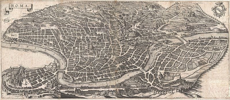 File:1652 Merian Panoramic View or Map of Rome, Italy - Geographicus - Roma-merian-1642.jpg