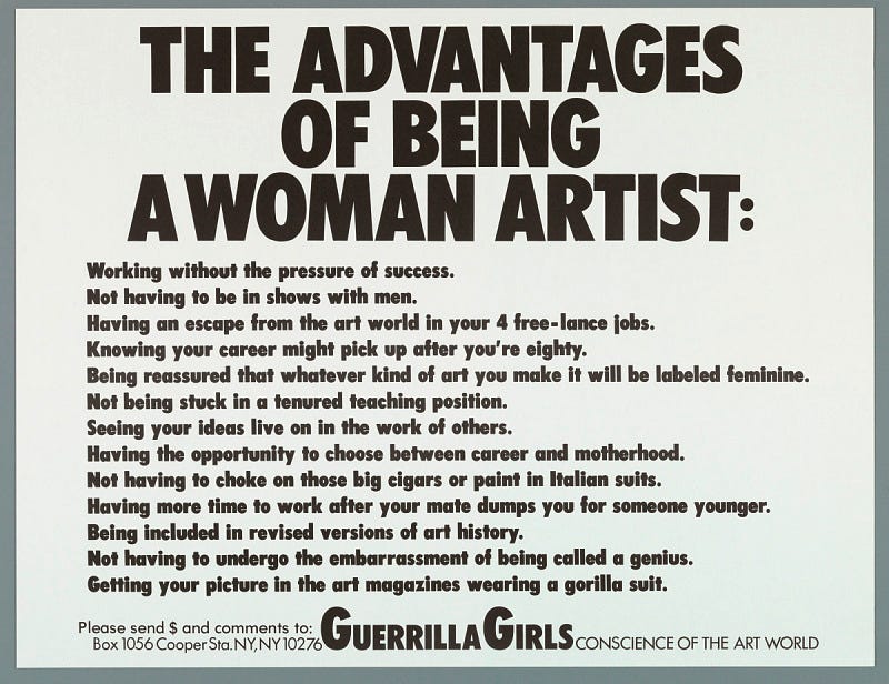 The Advantages of Being a Woman Artist” poster by the Guerilla Girls |  Smithsonian American Women&#39;s History