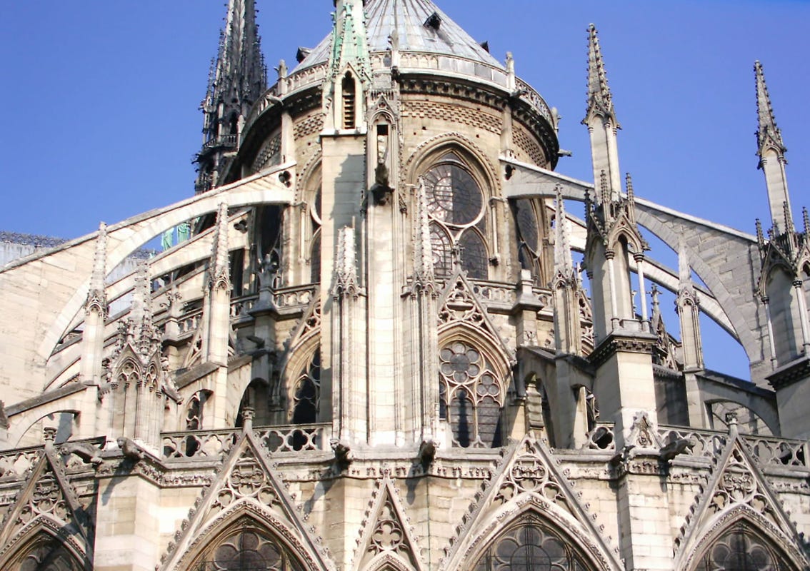 Flying buttresses of Notre Dame Cathedral, Paris
