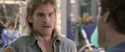 GIF: a blonde guy with an 80s shaggy hairstyle and a moustache saying, “Yes, that is awesome!”