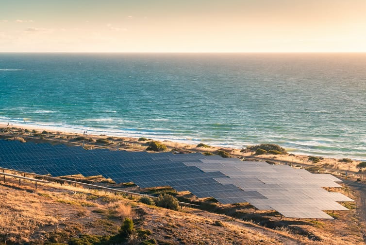 Solar farm by sea