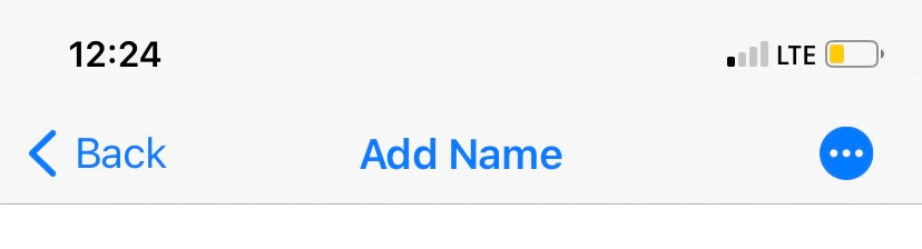 screenshot of iphone reading "add name"