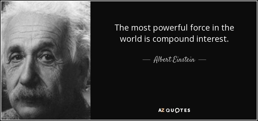 Albert Einstein quote: The most powerful force in the world is compound  interest.