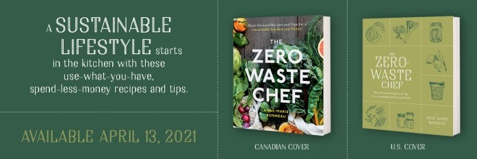 The Zero-Waste Chef cookbook covers, one for Canada, one for the US