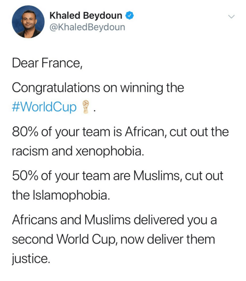 Image result for france tweet world cup Khaled Beydoun
