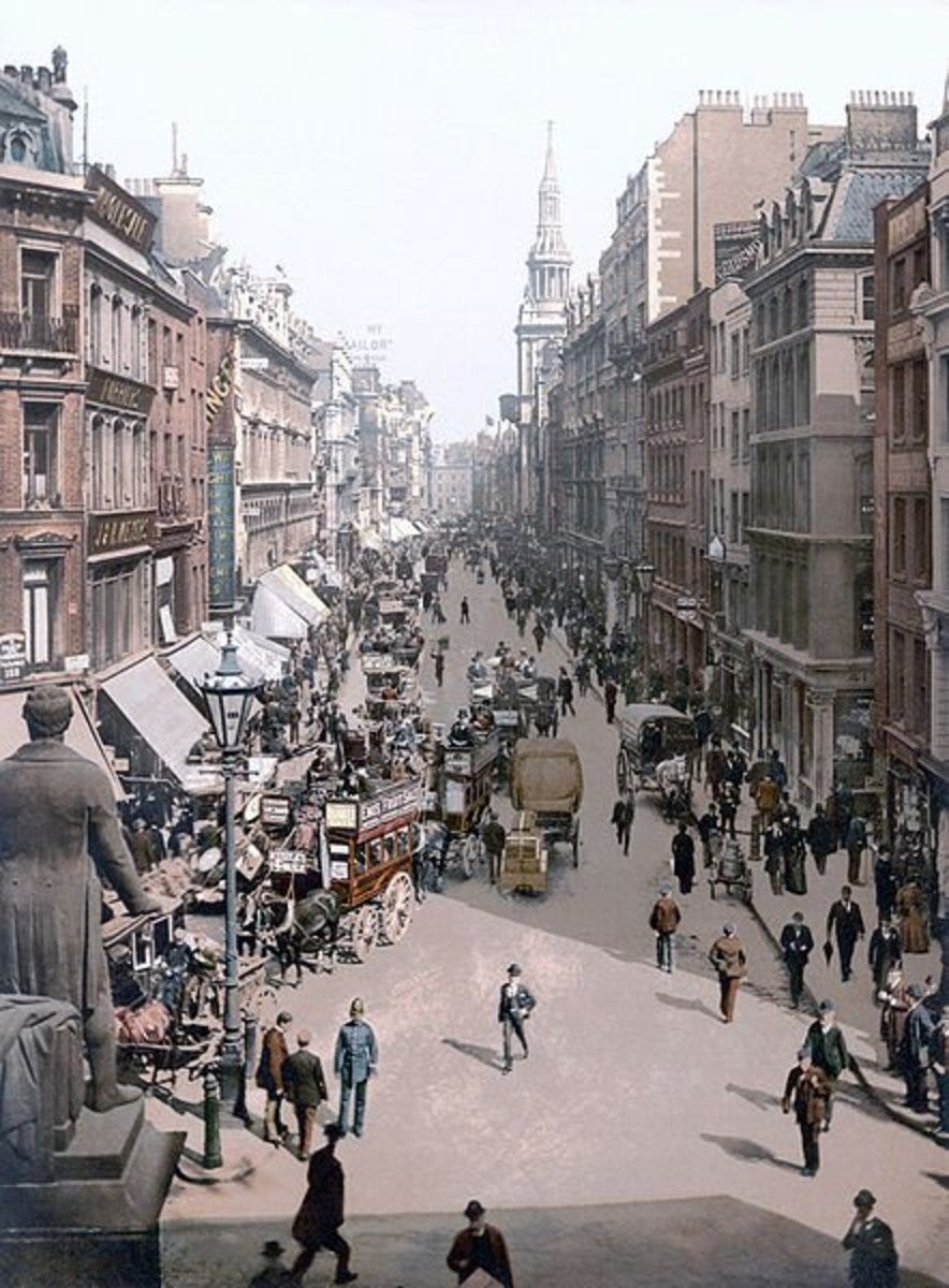 A Rare Color Photograph of a London Street in 1900
