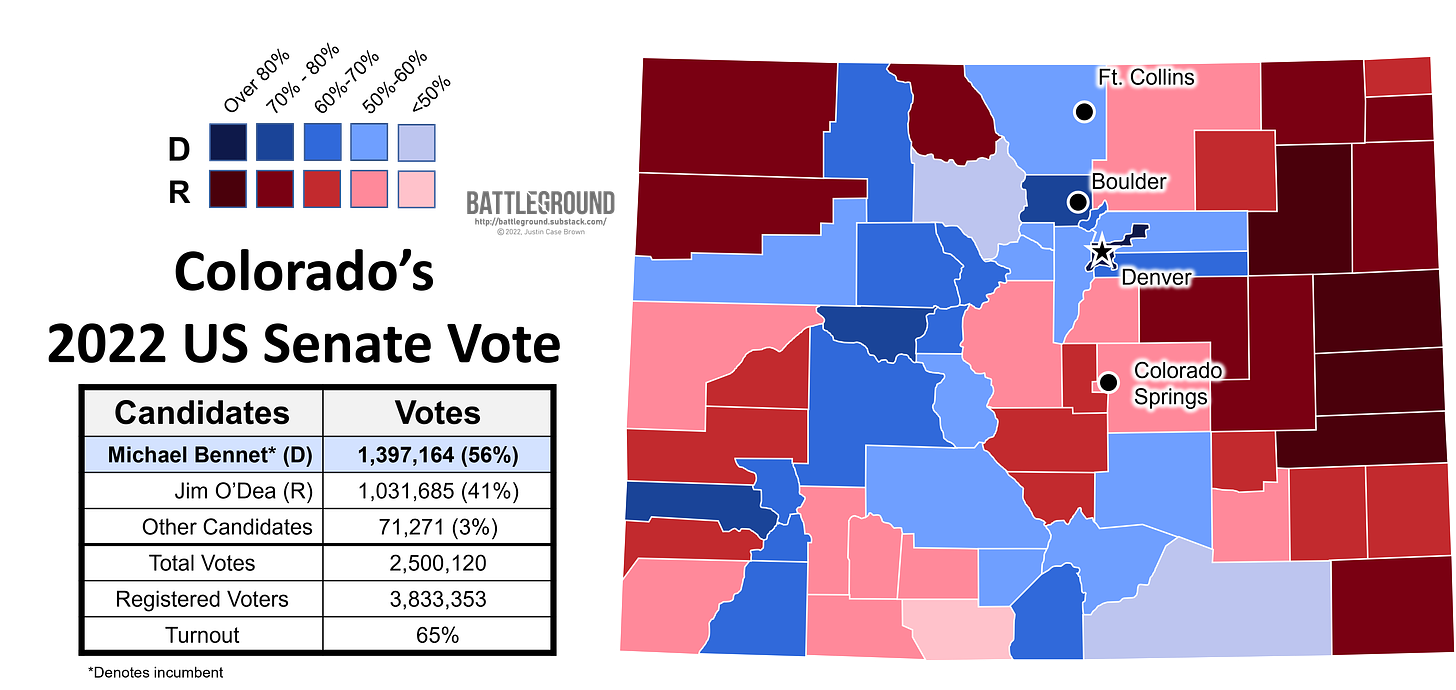 Colorado's 2022 Us Senate Voting Map