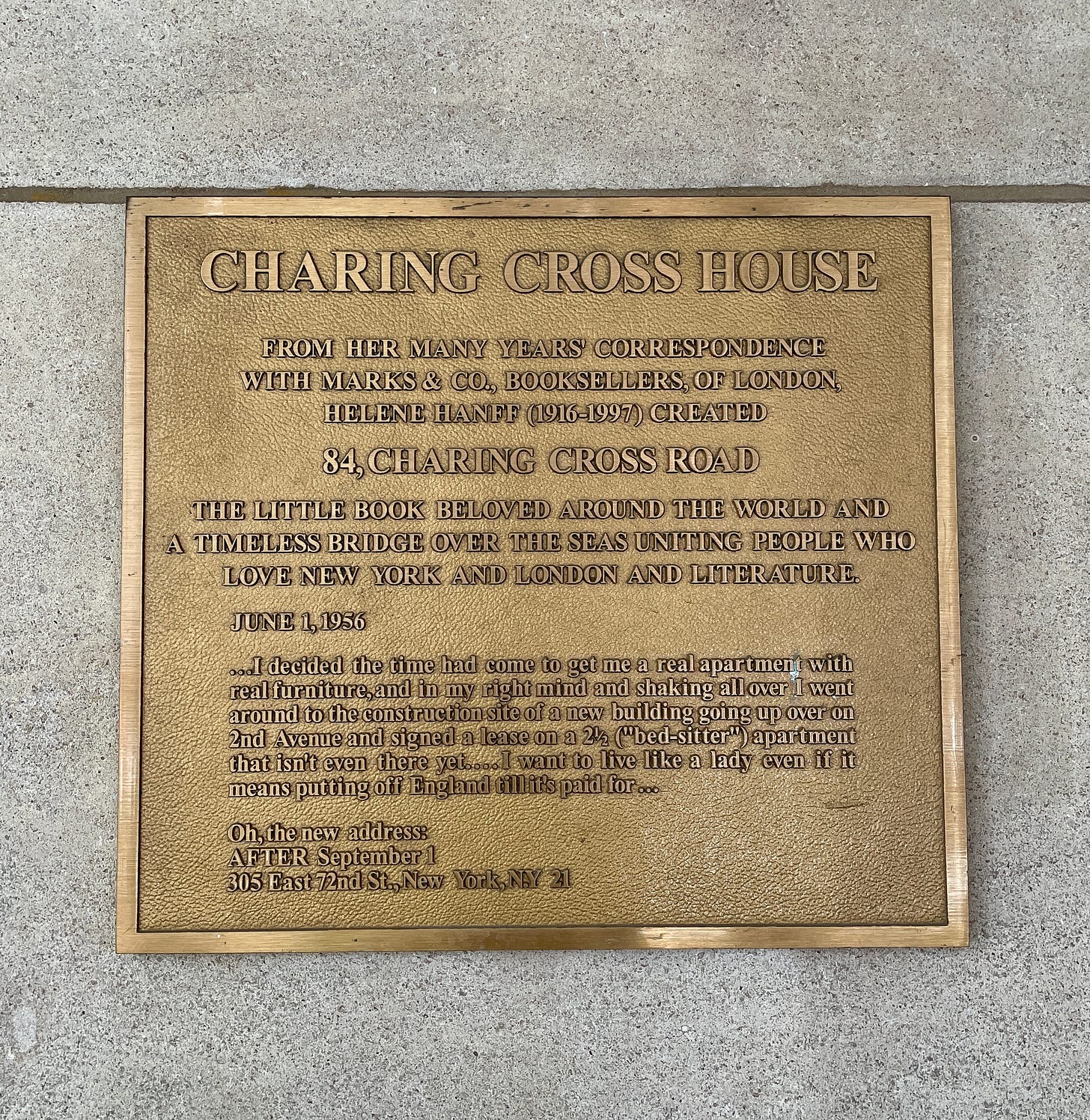 Charing Cross House plaque 
