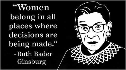 Women Belong in all Places Where Decisions Are Being Made. -Ruth Bader  Ginsberg Quote. Bumpersticker.