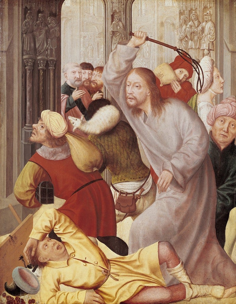 Painting of Christ Driving the Money Lenders from the Temple
