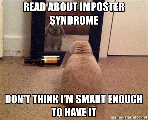read about Imposter Syndrome don&#39;t think I&#39;m smart enough to have it -  Mirror Bunny | Meme Generator