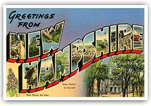 Amazon.com : GREETINGS FROM NEW HAMPSHIRE vintage reprint postcard set of  20 identical postcards. Large letter US state name post card pack (ca.  1930's-1940's). Made in USA. : Office Products