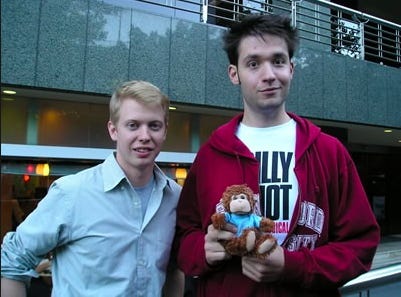 These men are Steve Huffman and Alexis Ohanian, the creators of Reddit.  Without them this sub would not exist. Let's all give thanks for making  something that allowed this ban to take