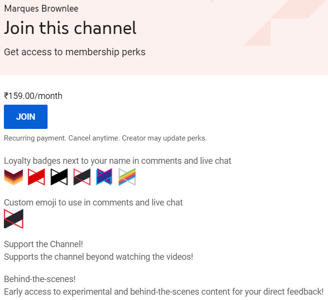 Join Channel Membership Modal Dialog Box