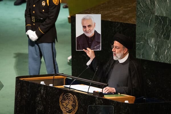 President Ebrahim Raisi of Iran speaking at the United Nations in New York on Wednesday.