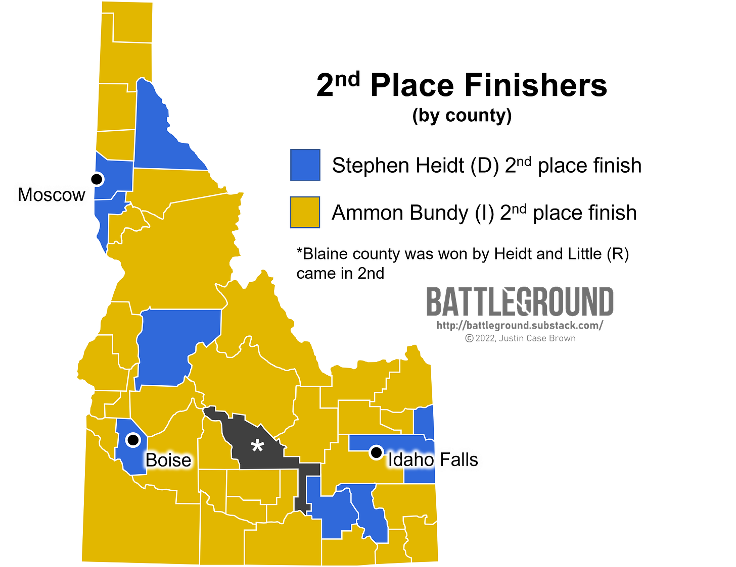 Idaho Gubernatorial Vote Map 2022