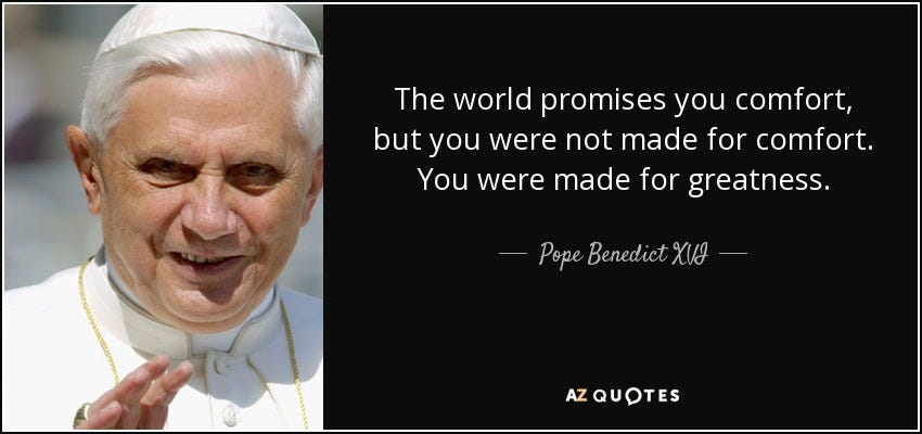 Pope Benedict XVI quote: The world promises you comfort, but you were ...