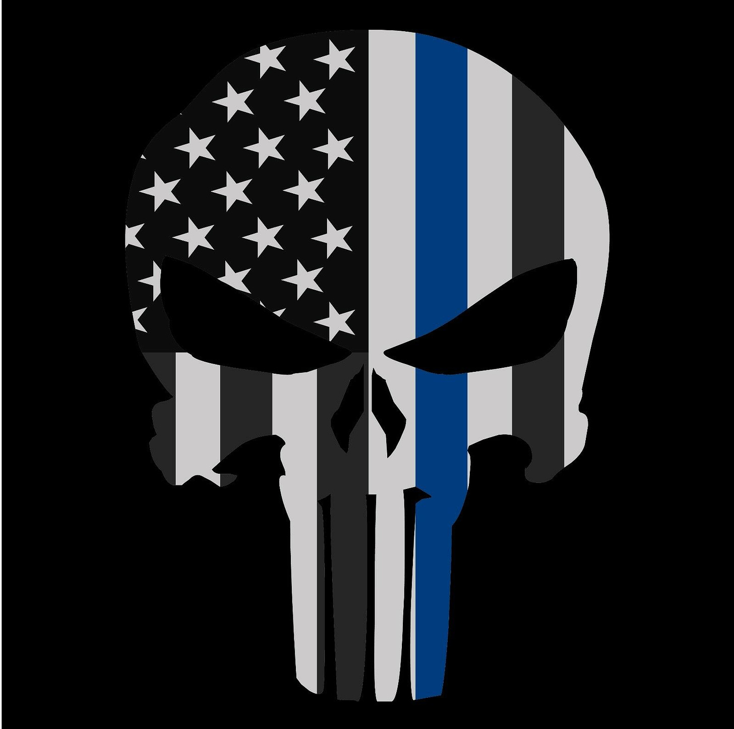 Punisher Skull Police Thin Blue Line American Flag Decal Sticker ...